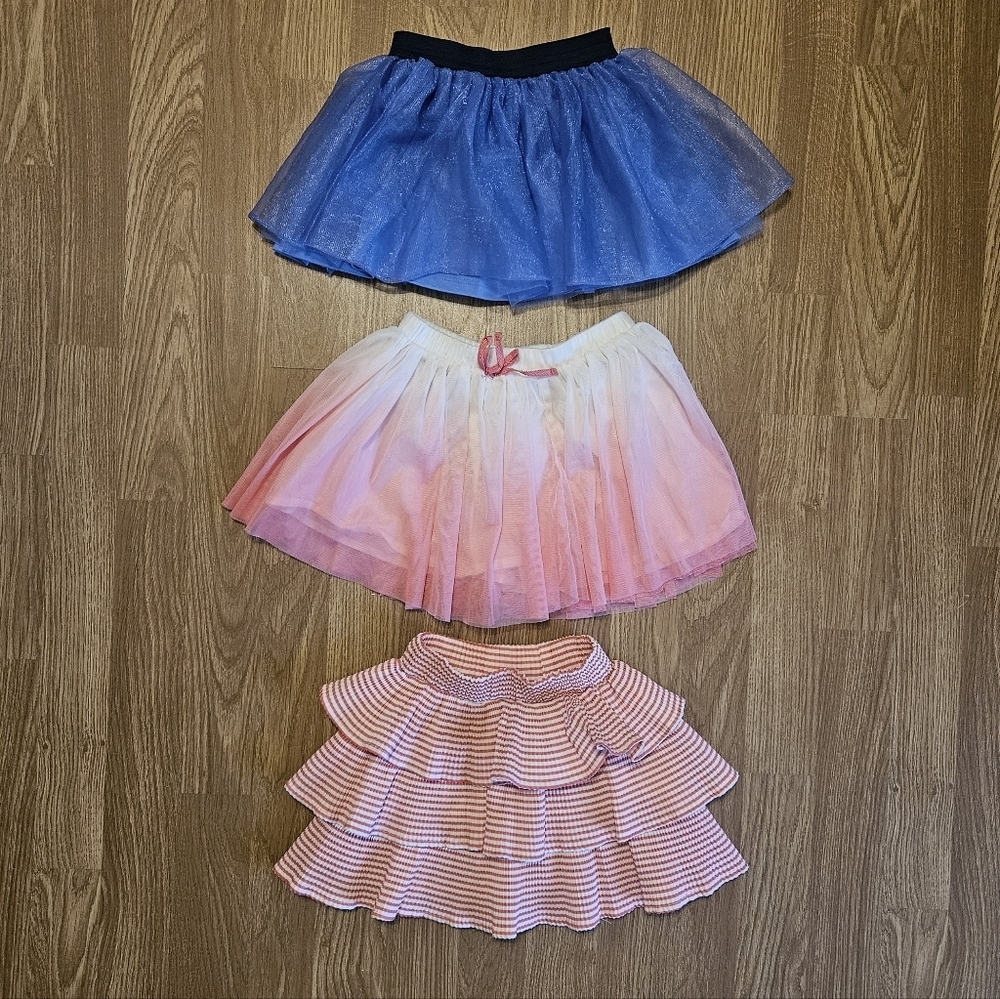 Blue, Pink, and Striped Tiered Skirt Set - Picture 1 of 2